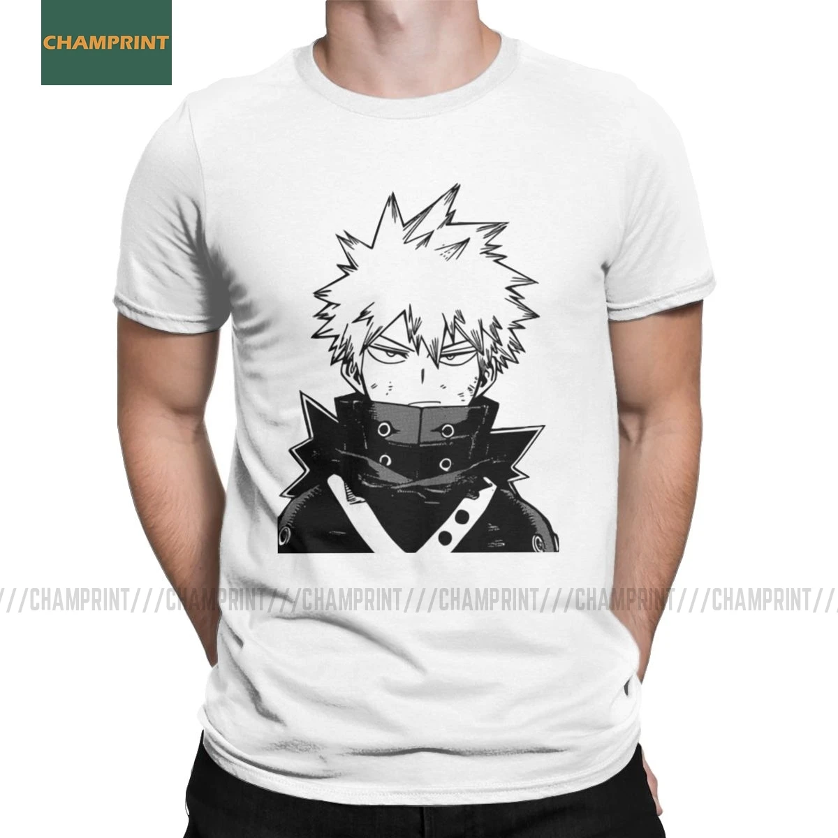 Мужская футболка Bakugo Look Boku из чистого хлопка с принтом героев мультфильма Нет