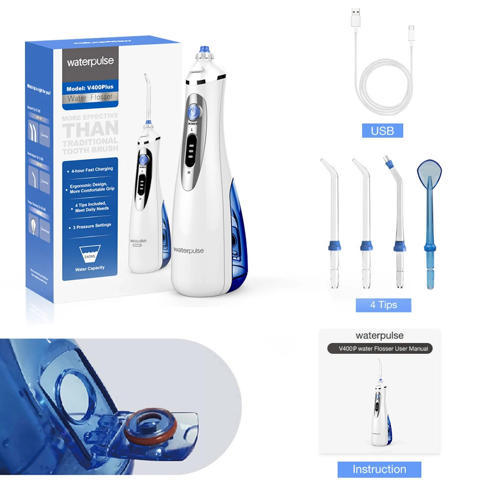 

240ml Portable Oral Irrigator Dental Water Flosser USB Rechargeable Waterproof Electric Jet Teeth Cleaning Machine Waterflosser