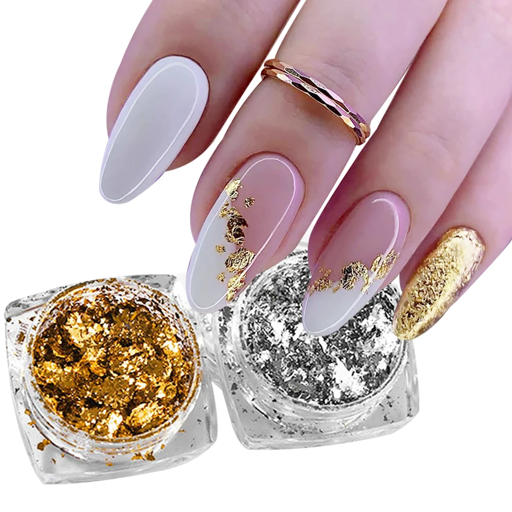 1 Box Aluminum Foil Sequins Nail Flakes Glitter Gold Sliver Nails Irregular  Sticker Paillettes Art Manicure Decor Accessories - Nail Glitter -  AliExpress