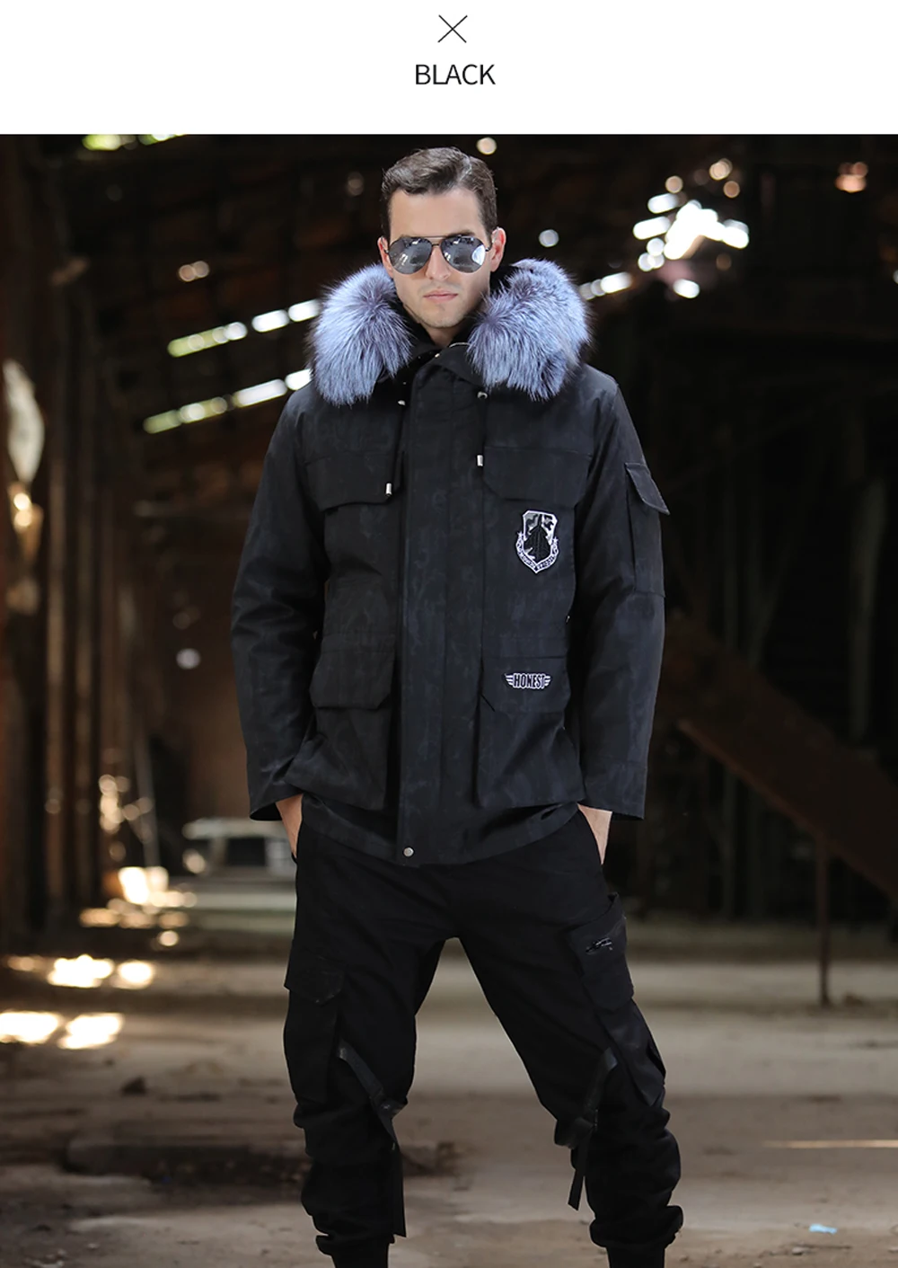 SANI Men Fashion Parkas Fur Silver Fox Hooded Clothing Natural Soft Warm Rabbit Fur Jacket Medium Long Winter Real Fur Coat