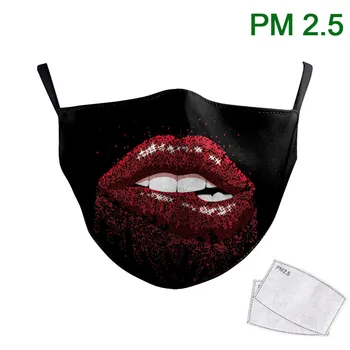 

New Design Sexy Red Mouth Print Face Masks Big Mouth Series Fabric Mask Washable Adult PM2.5 Protective Dust Masks Reusable