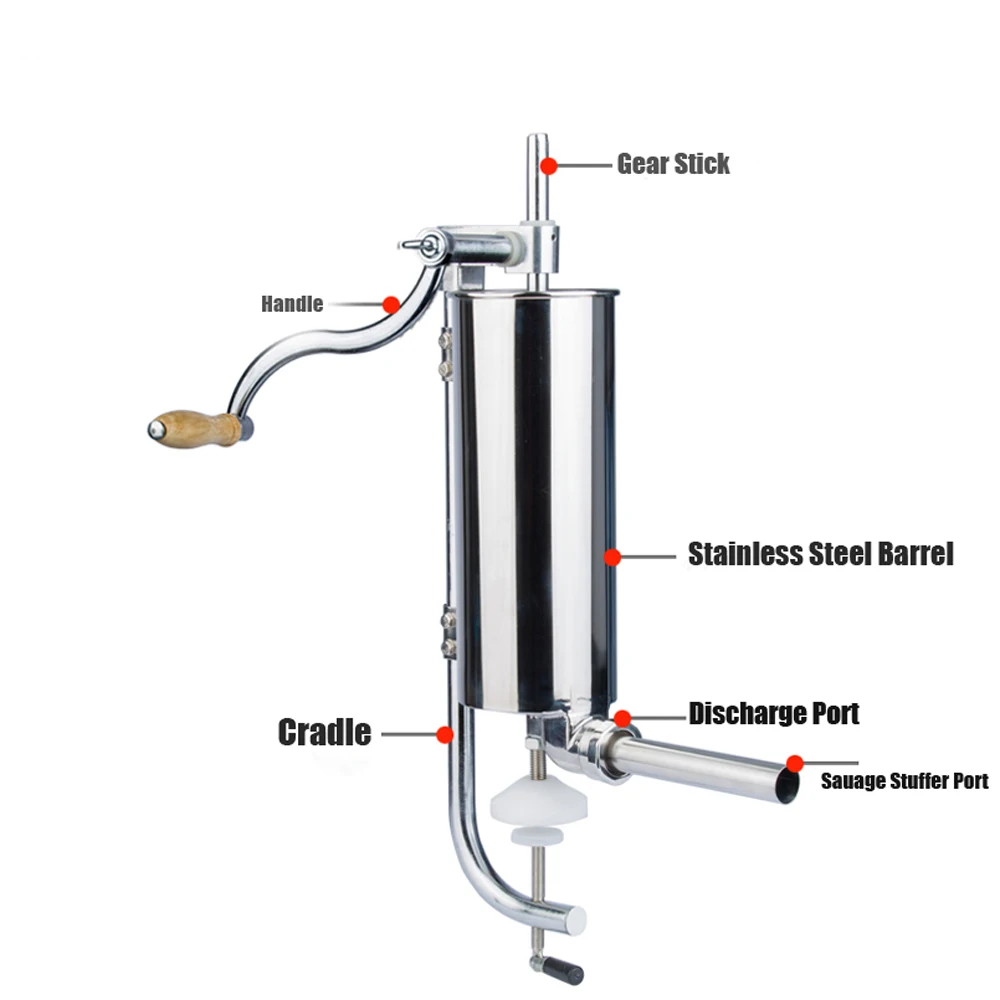 3L/6lbs колбасный шприц наполнитель ручной Нержавеющая сталь вертикальная машина