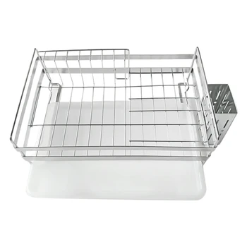 

Modern Dish Drying Rack With Tray Kitchen Holder Organizer Plate Countertop Portable Drainer Home Stainless Steel Bowl Cabinet