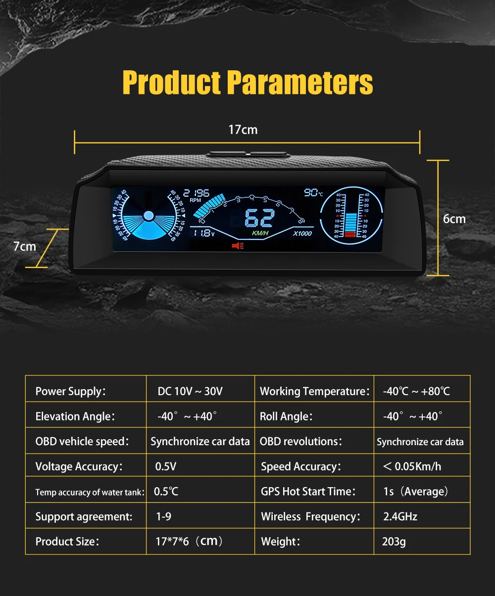 Автомобильный HUD Дисплей AUTOOL X90 Датчик OBD II электроника спидометр OBD2 с углом