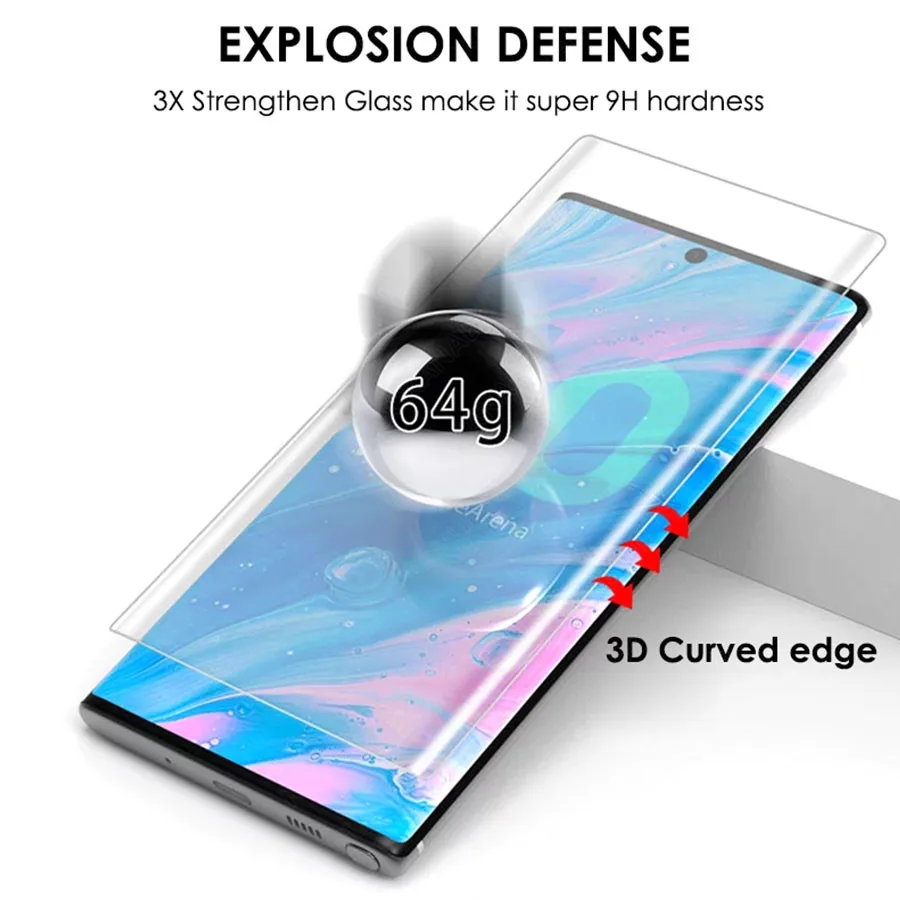 Полностью клея нано жидкое УФ закаленное стекло для Samsung Galaxy S10 S10e S8 S9 Note 10 Plus