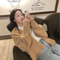 Early Autumn Cardigan For Women Korean Chic Simple Cardigan Sweater Lazy Casual Bat Sleeve Knitted Sweater Coat
