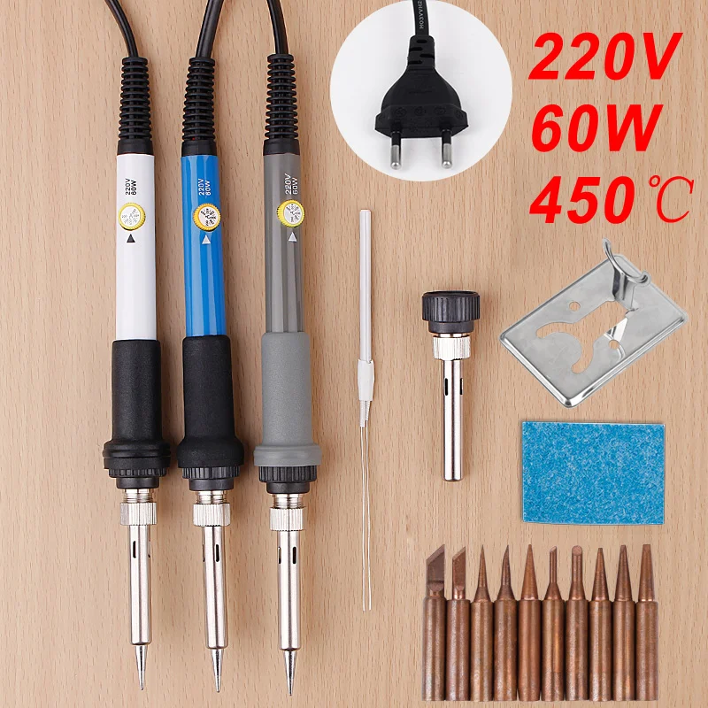 Soldering iron kit adjustable temperature 220V 60W LCD solder welding tools Ceramic heater soldering tips Electric Solder Iron |