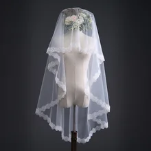 

Simple Soft Tulle One-layer Bridal Waltz Veil Ivory Sequin Applique Wedding Veil Wedding Accessories