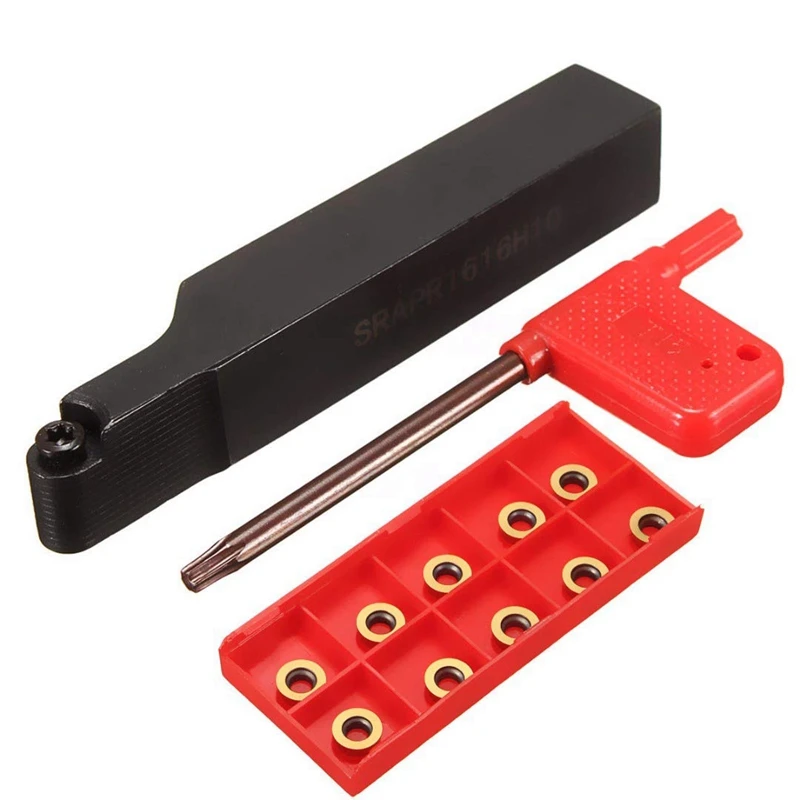 

TOP SRAPR2020K10 Face Milling External Lathe Blade Turning Tool Holder Boring Bar + 10Pcs RPMT10T3MO Inserts + Wrench