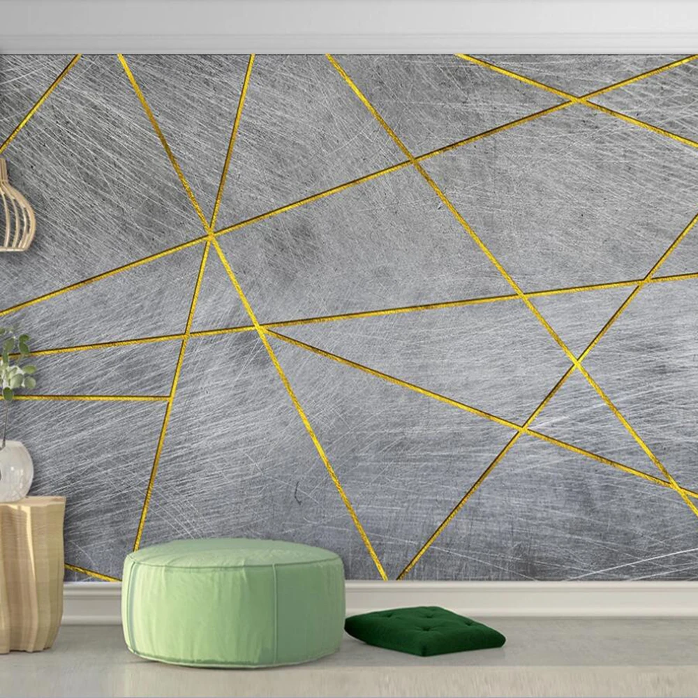 

Dropship Custom 3D Wallpaper Murals Minimalist Retro Abstract Geometric Gold Living Room Background Wall Decoration Wallpaper
