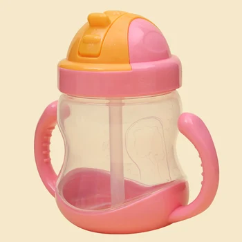 

Kids Water Bottle Sippy Straw Children Baby Feeding Training Cup with Handle M09