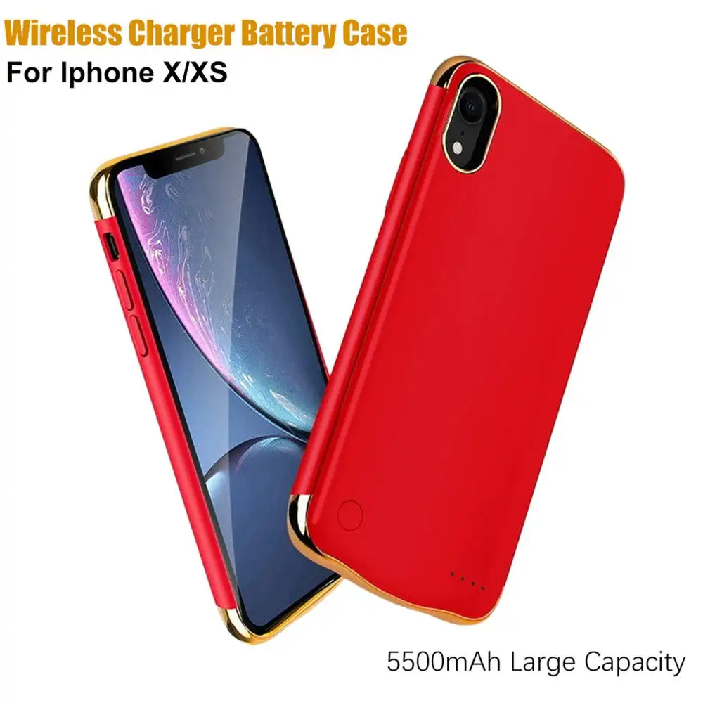red X XS XGODY чехол для аккумулятора для IPhone X XS XR XSMAX Силиконовый противоударный чехол для зарядного устройства 5500/6000 мАч Тонкий чехол для банка питания - Цвет: red X XS