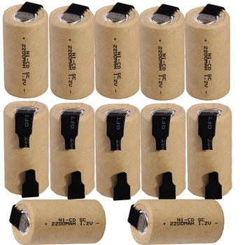 

12 pieces SC batteries 2200mah 1.2v subc nicd battery random color