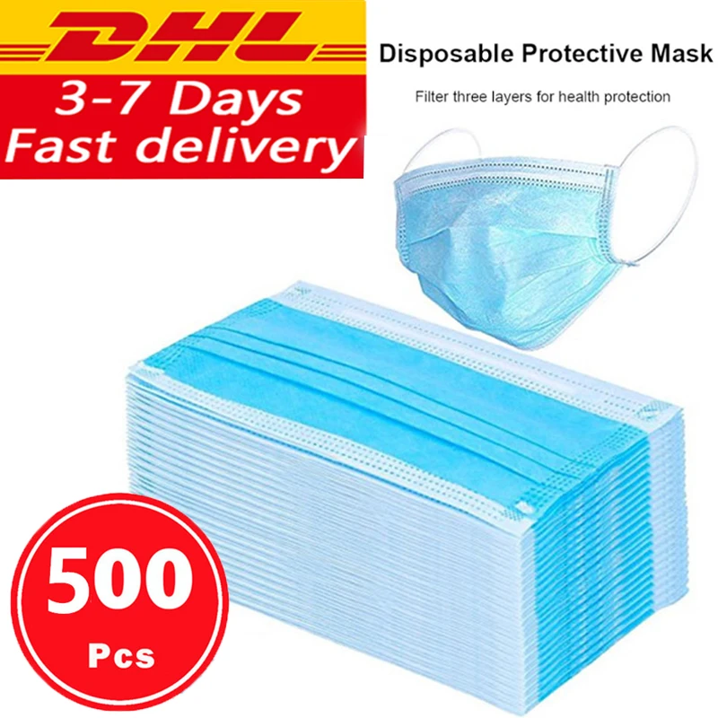 

DROPSHIPPING Disposable Anti dust mask mouth Blue Face Mask 3 Layer Dust Protection Masks Elastic Ear Loop Dust-Proof Filter