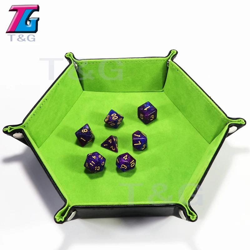 

Dice Holder PU Leather Tray 6 Color for Choose Double-sided Use Soft Velvet Portable Folding Accessory Favorites Box