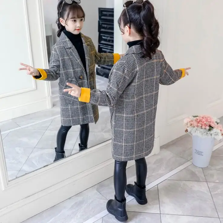 9.28th New Arrival Fashion Girl Long Coat Autumn Winter add Cotton Children's coat 110-160cm Kids Clothes Retail