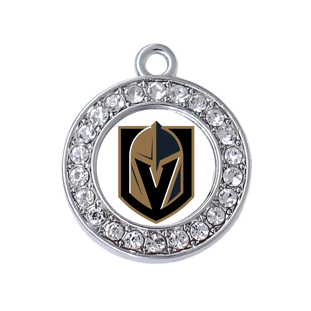 Новое поступление Стразы инкрустированное эмалевое зеркало vegas ice hockey team sports label