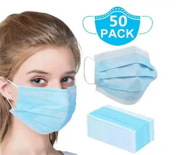 

50Pcs Mask Disposable Nonwove 3 Layer Ply Filter Mask mouth Face mask filter safe Breathable Protective masks