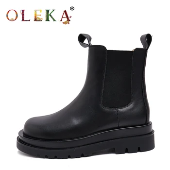 

OLEKA Mid-calf Winter Winter Boots Women Square Heel Totem Round Toe Fur Boots Leisure Style Basic New AS614