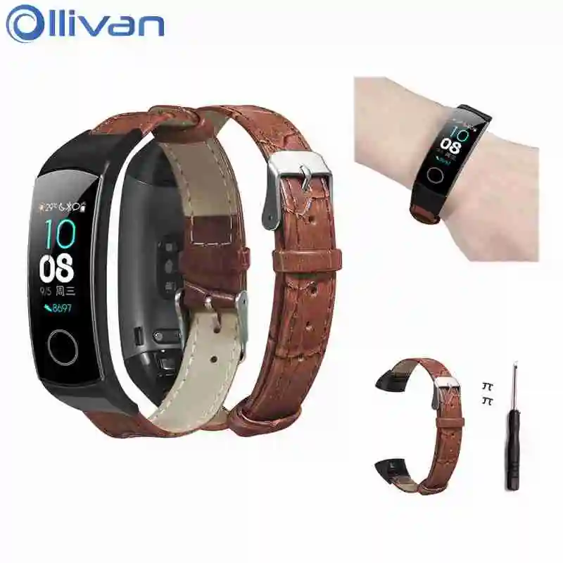 Кожаный браслет полоса для Honor Band 5 4 сменный ремешок для часов для huawei Honor Band 5 Смарт-ремешок Замена аксессуары