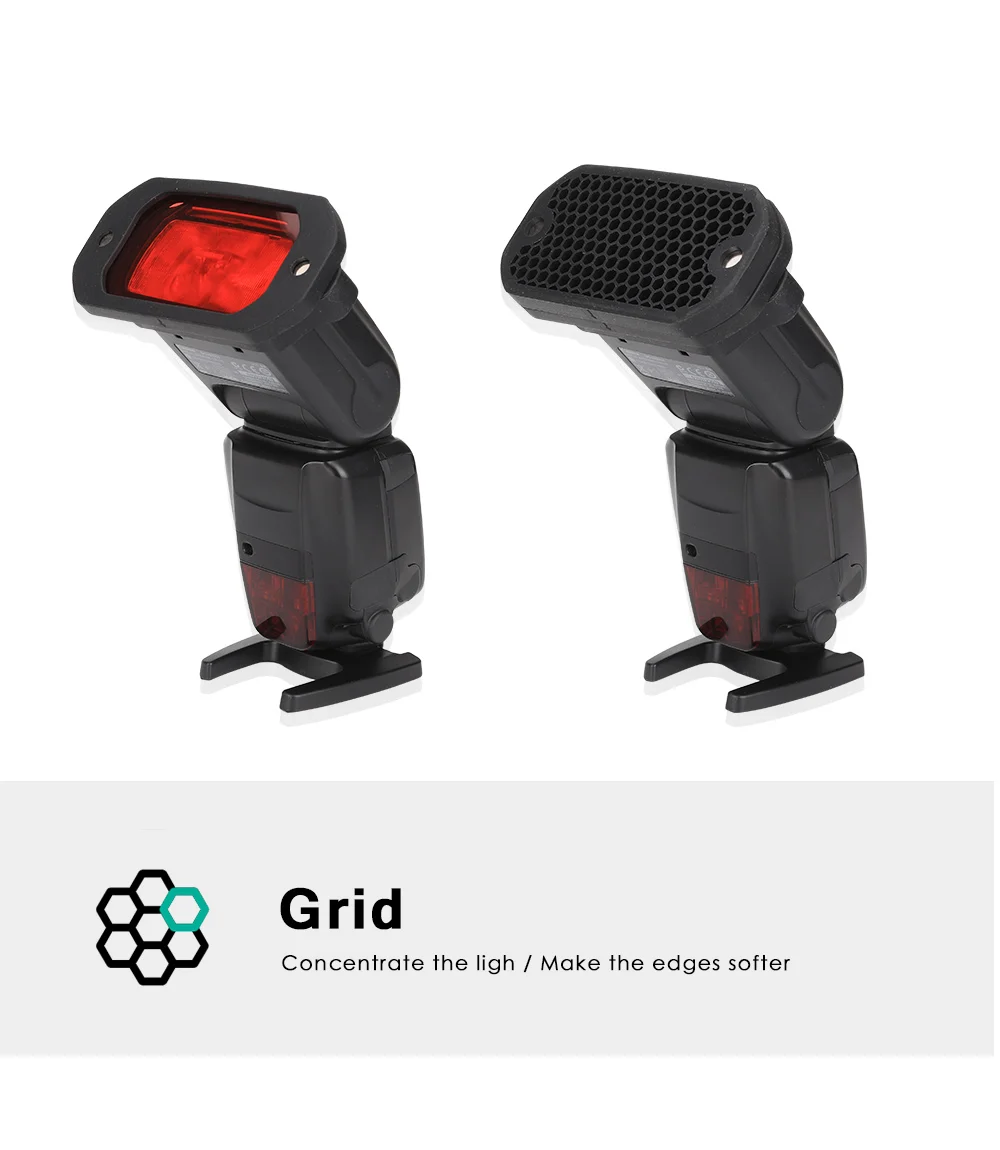 AODELAN Flash Speedlight Honeycomb Grids and Gel Set Lighting Modifier with Magn
