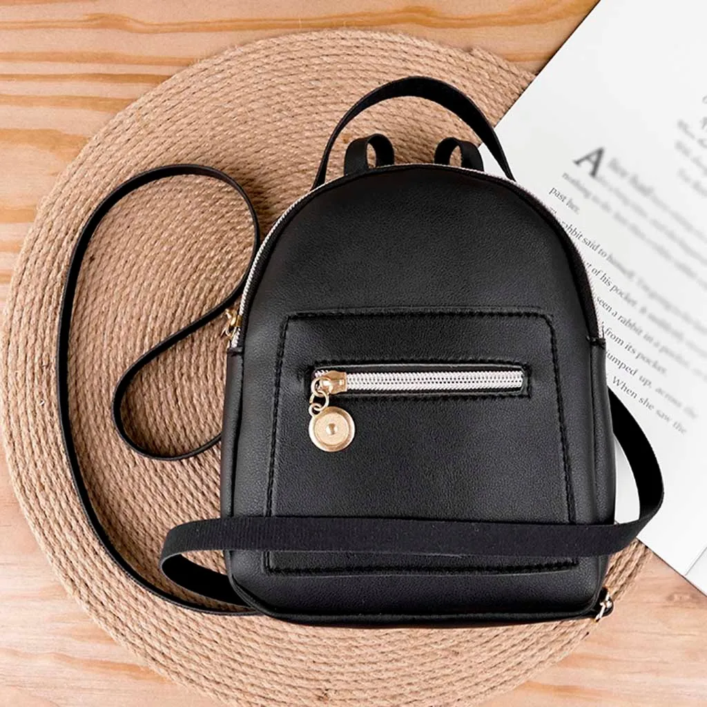 black soft leather backpack