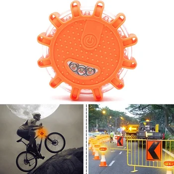 

1pcs 15* LED Emergency Safety Flare Red Road Flare Magnet Flashing Warning Night Lights Roadside Disc Beacon For Car Truck Boat