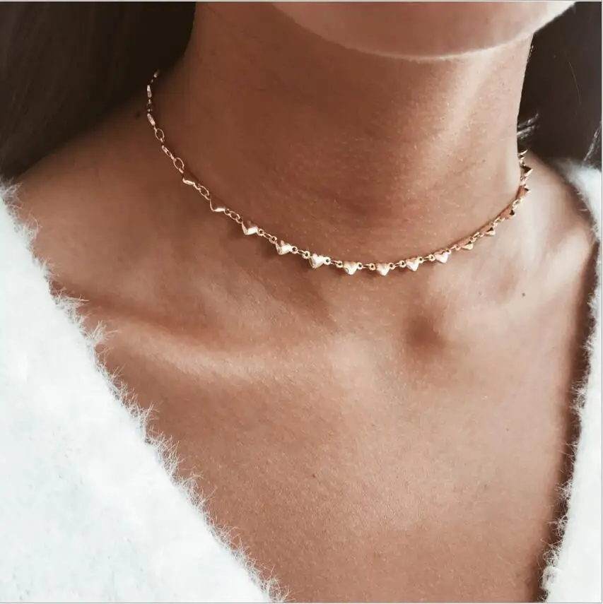 

Metal Hollow Heart Neck Chains Choker Necklaces For Women Egirl Party Cosplay Aesthetic Accessories Jewelry S2014