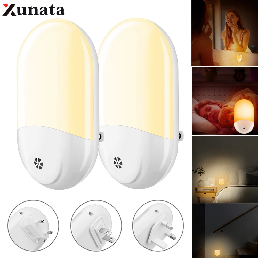 1pc Warm White Smart Light Control Night Light Ac100240v Socket Home