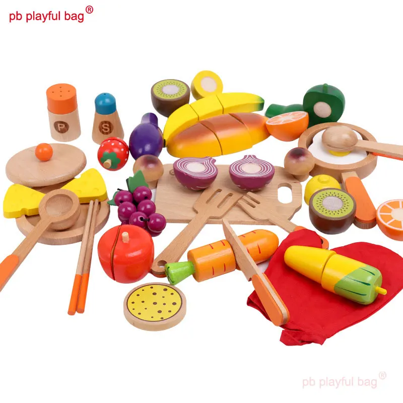 

PB Playful bag Children Simulation fruits and vegetables play house Wooden educational parent-child interaction toys gift UG15