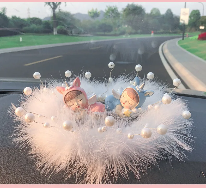Cute Angel Doll Car Decoration Dashboard Pearl Feather Cushions Advertising Balloon Set Combination Decorations And Ornaments