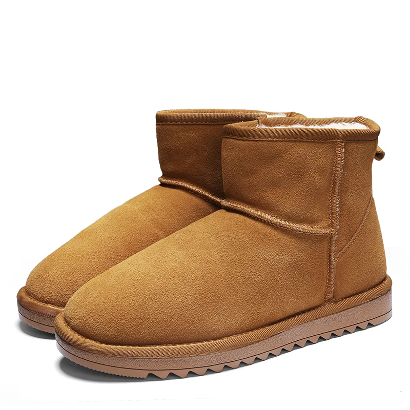 5854 light tan Calssic/зимние ботинки унисекс Роскошные зимние мужские ботильоны из натуральной кожи женские теплые плюшевые зимние ботинки мужские большие размеры 35-46 - Цвет: 5854 light tan