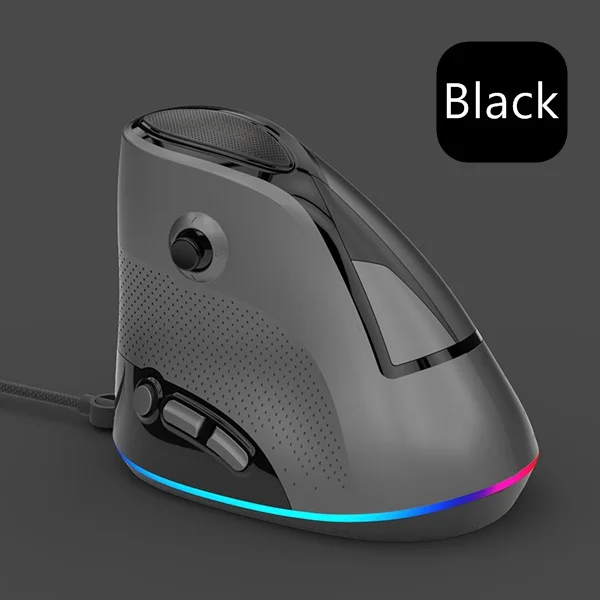 New 4000DPI Ajazz AJ307 Vertical Ergonomic RGB Backlit Wired Macro Programmable Notebook Desktop Gaming Office Mouse - Цвет: Черный