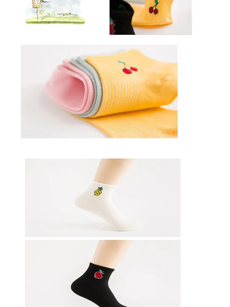 Spring And Summer New Style Adult Socks Wholesale Orange Days Cotton Goods Women's Pure Cotton Japanese Korean Fruit-College Sty
