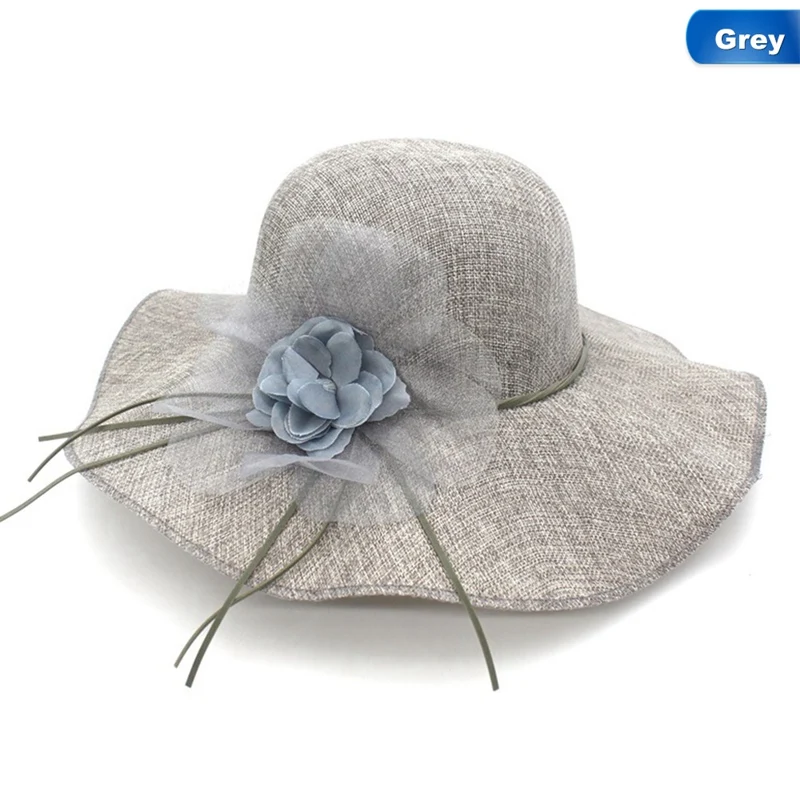 GY Широкий пляжный навес летние шляпы от солнца для женщин Cambric Chapeu Feminino органза цветок искусственная кожа ошейник с бантиком Женские соломенные шляпы - Цвет: GY