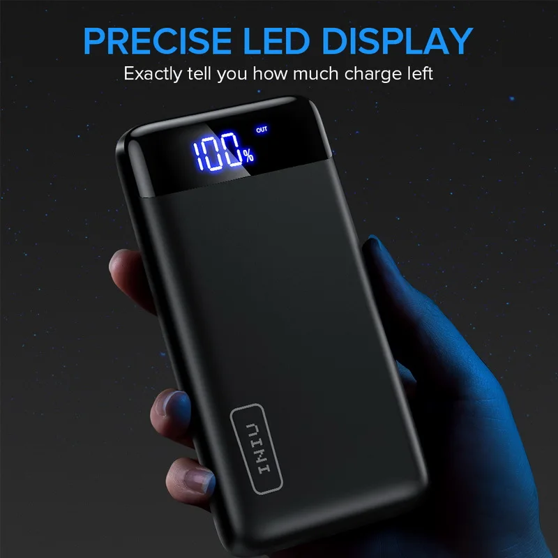 INIU power Bank 20000 мАч светодиодный дисплей USB Портативная зарядка внешний аккумулятор зарядное устройство для iPhone 11 Xiaomi мобильных телефонов