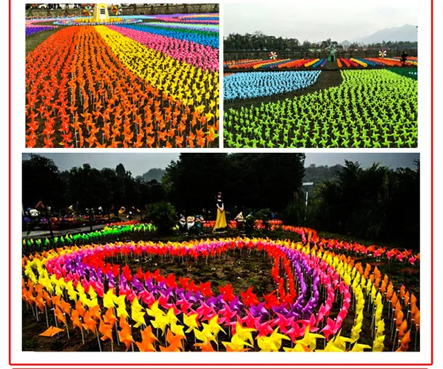 100pcs Windmill+ 100pcs Pole  Waterproof  Plastic Windmill Toys Garden Lawn Party Decor Toy Gift for Kids Craft Toys 6