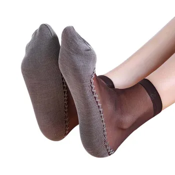 

1/5 Pairs Spring Summer Women Soft Socks Casual Non-Slip Bottom Splice Fashion Transparent Ladies Girls Thin Silk Sock -MX8