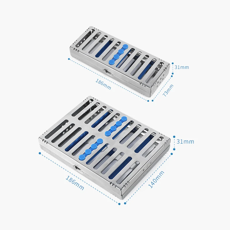 Stainless steel Dental Autoclavable Surgical Sterilization Box Sterilization Rack Dental Cassette File Burs Disinfection Tray