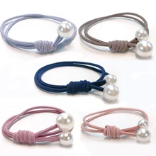 5 шт./упак. элегантность Для женщин волос веревки жемчуг резинка для волос, обтянутая тканью; повязка на голову эластичная простой диадема для девушки аксессуары для волос