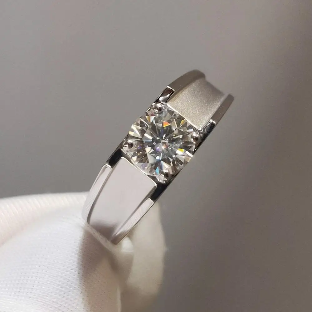 

14K White Gold men Ring 1ct Carat D Color excellent cut Moissanite Jewellery Engagement ring Wedding Anniversary gift