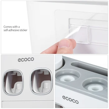 

New Wall-Mounted Toothbrush Holder with 2 Toothpaste Dispensers 4 Cups and 5 Toothbrush Slots Toiletries Storage Rack