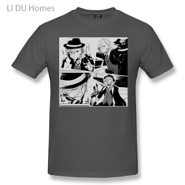 Manga Panels Chuuya Nakahara Bungou Stray Dogs Anime T Shirt Women Man's T-shirt Cotton Summer Tshirts Short Sleeve Graphics Tee Beige