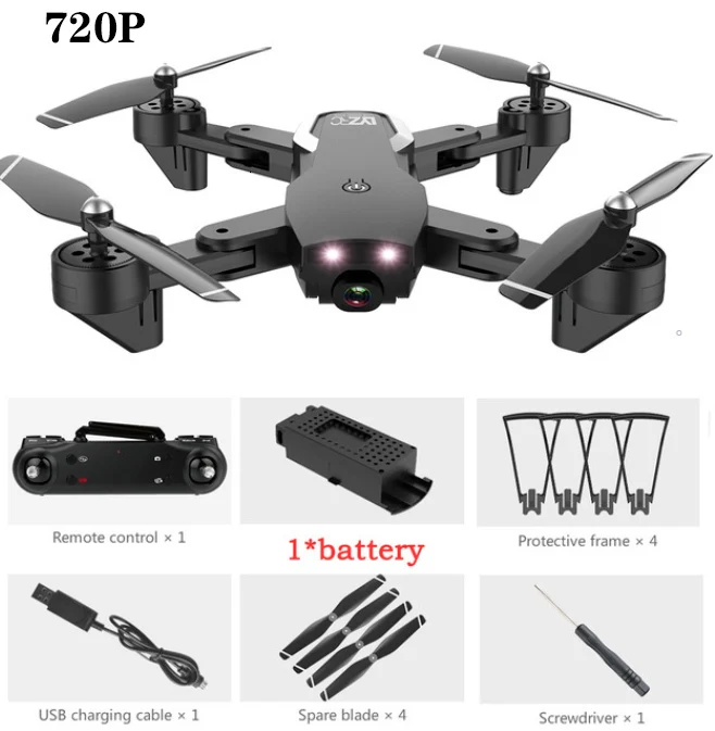 L107 Дрон 4K 2,4G wifi FPV с широкоугольным двойным HD Вертолет камеры игрушка 20 минут долгое время полета складной портативный - Цвет: Black 720P 1B