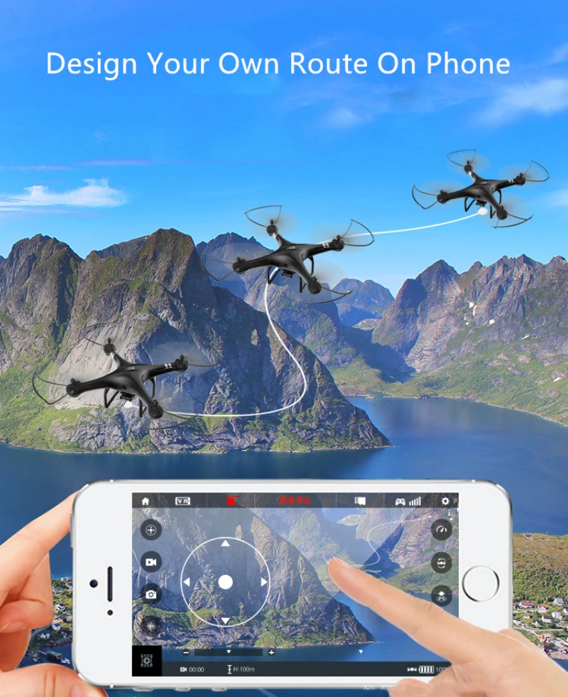 2,4 ГГц Wi-Fi FPV приложение двойной контроль Радиоуправляемый Дрон i352H с стекло-РВ 15 минут Intelliget Hover датчик тяжести один ключ возврата/снятия