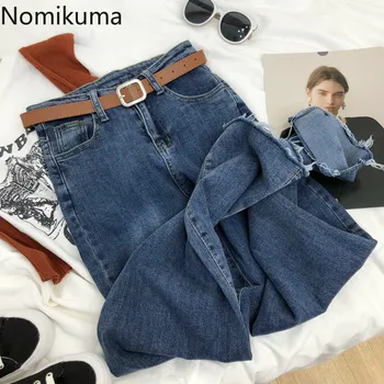 

Nomikuma High Waist Wide Leg Jeans Pants Women Korean Belt Elegant Long Trousers 2020 Autumn New Demin Pants Feminimos 6B867
