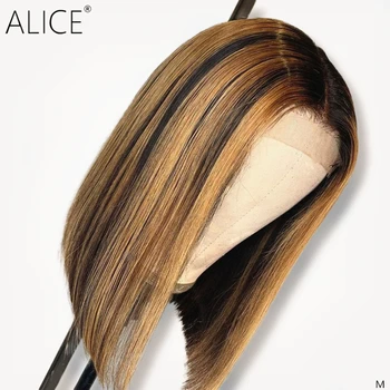 

Alice 13x6 Ombre Highlight Human Hair Wigs Non-Remy Bob Lace Front Wigs 130 150 Density For Black Women