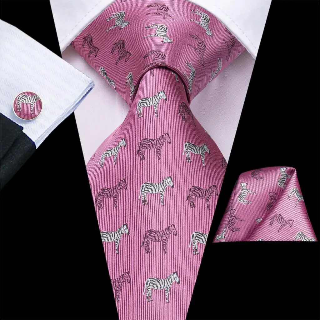 Hi-Tie Модные рождественские галстуки для мужчин шелковый галстук красный зеленый узор Птицы галстук носовой платок запонки набор мужские шелковые галстуки - Цвет: C-3304