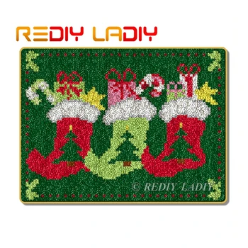 

Latch Hook Kits Make Your Own Rug Christmas Shoes Acrylic Yarn Pre-Printed Canvas Crocheting Cushion Mat DIY Carpet Rug Crafts