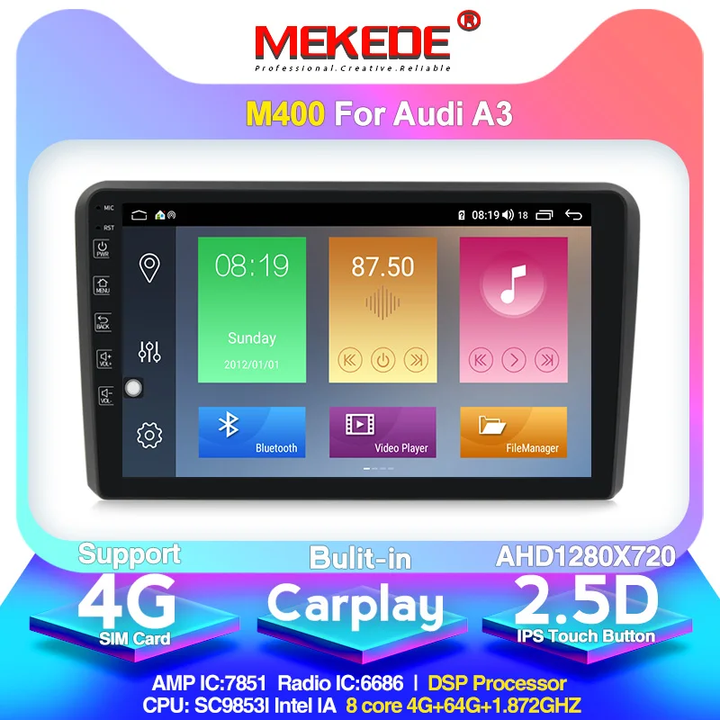 MEKEDE AHD 1280X720 Автомобильный gps мультимедийный плеер для Audi A3 8P 2003-2012 S3 2006-2012 RS3 Sportback 2011 поддержка 4G sim-карты